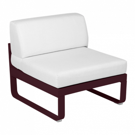 Lounge Sitzmodule Bellevie von Fermob Stoff Grauweiß Gestell Schwarzkirsche