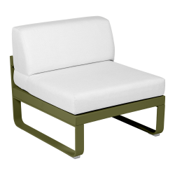 Lounge Sitzmodule Bellevie von Fermob Stoff Grauweiß Gestell Pesto