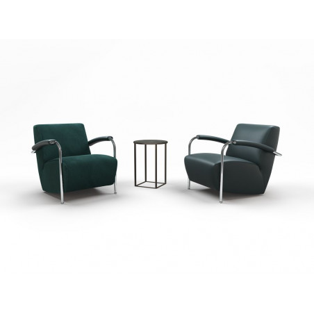 Sessel Scylla Leolux wohndesign berlin leder chrom mit beistelltisch
