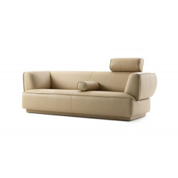 sofa Loya Leolux wohndesign berlin sofa leder hell mit Nackenrolle kissen frontal