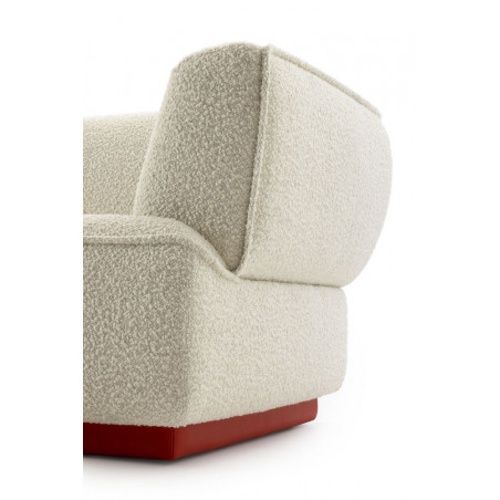 sofa Loya Leolux wohndesign berlin Stoff hell Armlehne Sockel rotbraun