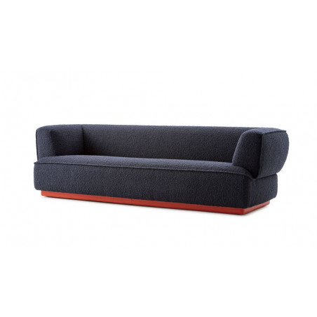 sofa Loya Leolux wohndesign berlin einzelsofa stoff dunkelblau sockel rot schräg