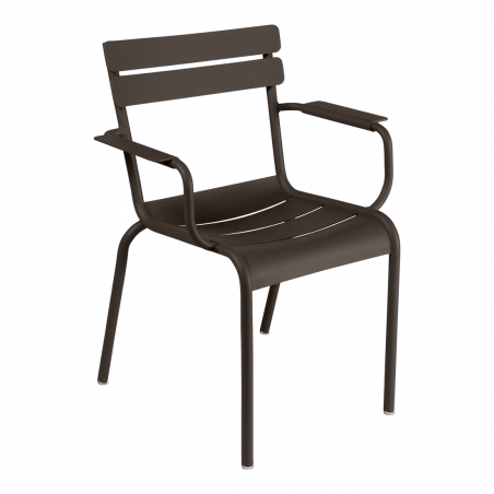 Stapelbarer Stuhl mit Armlehne Luxembourg aus Aluminium von Fermob in tomka