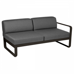 Sitzmodule Bellevie von Fermob mit Armlehne rechts in Stoff Graphit Gestell tonka