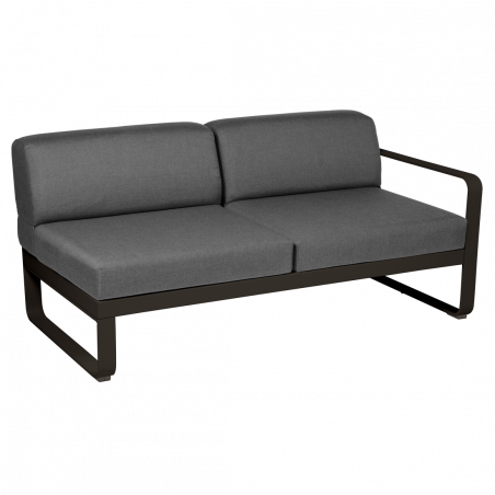 Sitzmodule Bellevie von Fermob mit Armlehne rechts in Stoff Graphit Gestell tonka