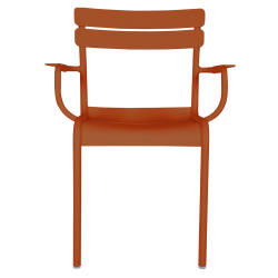 Stapelbarer Stuhl mit Armlehne Luxembourg aus Aluminium von Fermob in kandierte Orange
