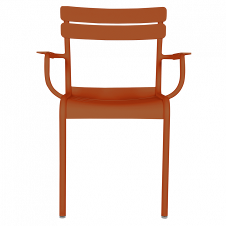 Stapelbarer Stuhl mit Armlehne Luxembourg aus Aluminium von Fermob in kandierte Orange