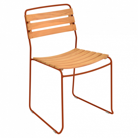 Teak Metallstuhl Surprising von Fermob mit Gestell aus Metall in kandierte Orange