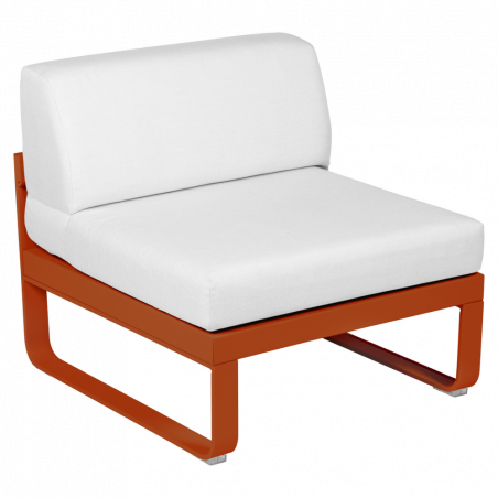 Lounge Sitzmodule Bellevie von Fermob Stoff Grauweiß Gestell kandierte Orange