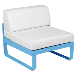 Lounge Sitzmodule Bellevie von Fermob Stoff Grauweiß Gestell Maya Blau