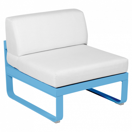 Lounge Sitzmodule Bellevie von Fermob Stoff Grauweiß Gestell Maya Blau