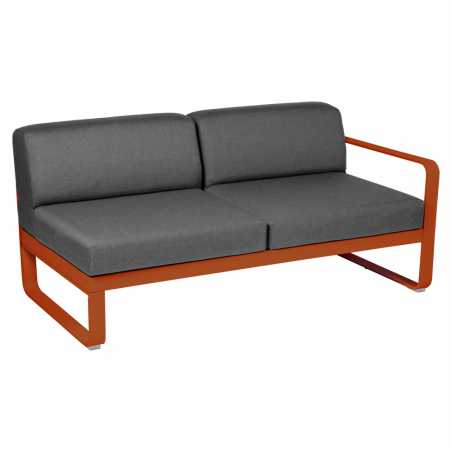 Sitzmodule Bellevie von Fermob mit Armlehne rechts in Stoff Graphit Gestell Kandierte Orange