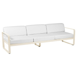Sofa Bellevie mit abnehmbarem Polster aus hellgrauem Stoff von Fermob auf Gestell in Latte Beige