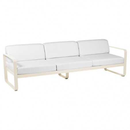 Sofa Bellevie mit abnehmbarem Polster aus hellgrauem Stoff von Fermob auf Gestell in Latte Beige