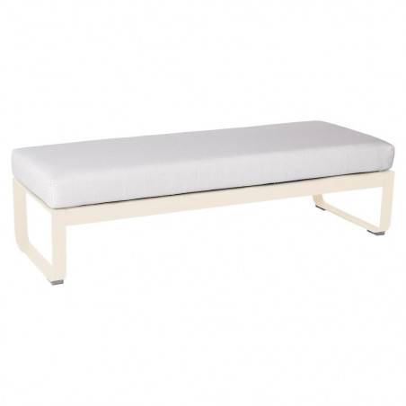 Bank Bellevie mit Stoff in Grauweiß und Gestell in Latte beige