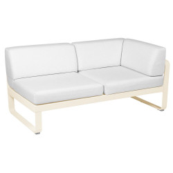 Outdoorsofa Bellevie von Fermob mit Stoff in Grauweiß und Gestell in Latte-Beige