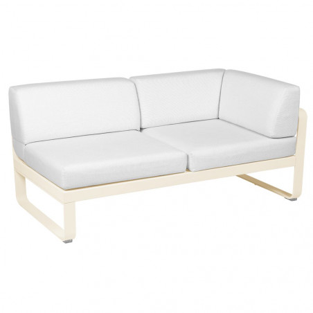Outdoorsofa Bellevie von Fermob mit Stoff in Grauweiß und Gestell in Latte-Beige