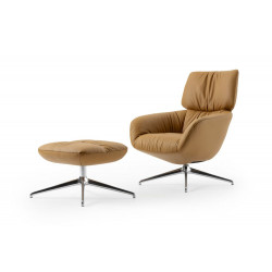 Lodey Sessel Leolux Sessel in Leder mit Hocker